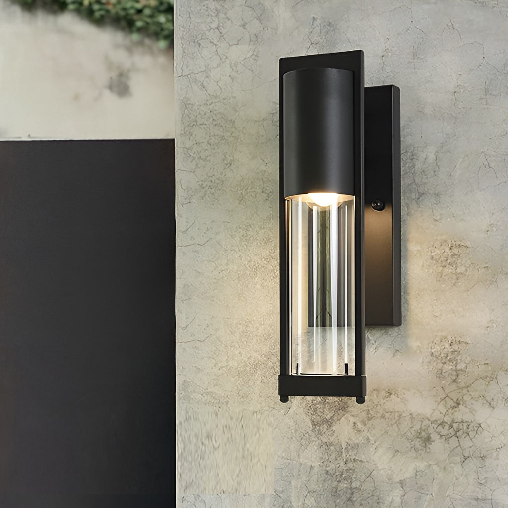 Black glass outdoor wall lighting - industrial