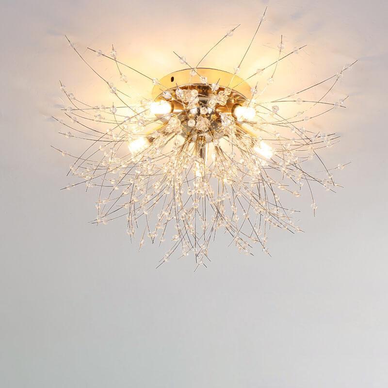 Modern Dandelion Crystal Semi-Flush Ceiling Light