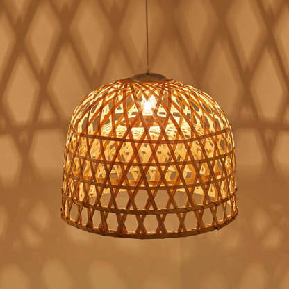Modern Bamboo Weaving Dome Pendant Light