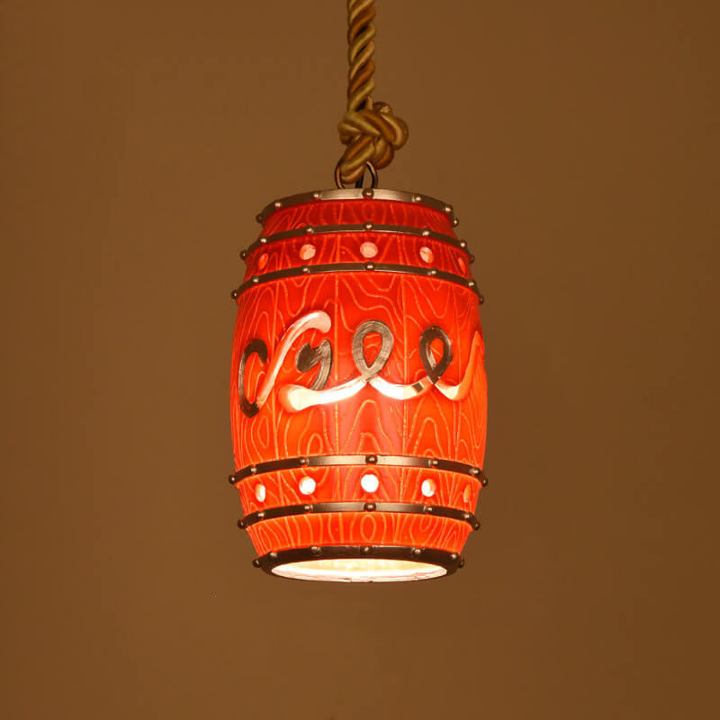Vintage Wine Barrel Resin Pendant Light