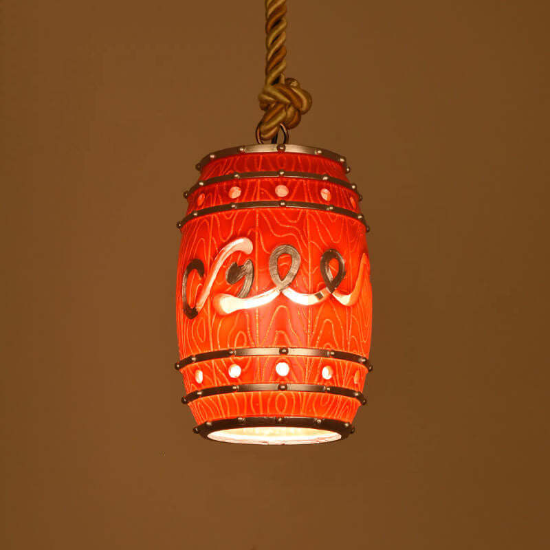 Vintage Wine Barrel Resin Pendant Light