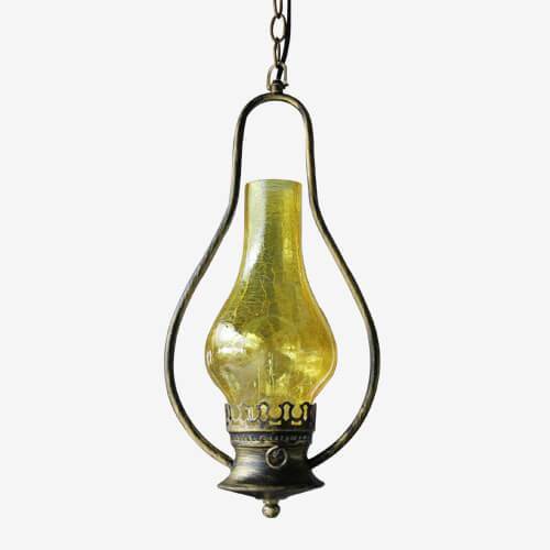 Vintage Kerosene Cracked Glass Pendant Light