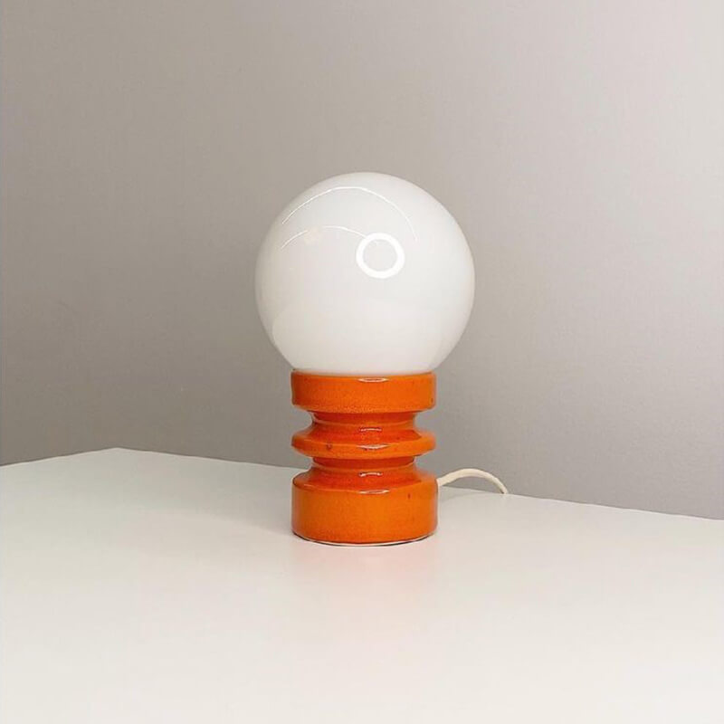 Vintage Orange Solid Glass Table Lamp