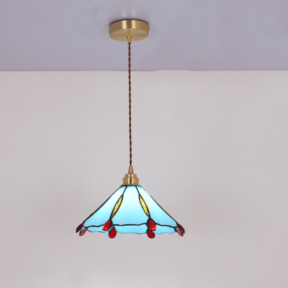Vintage Tiffany Stained Glass Umbrella Pendant — 220V-240V For UK/AU / Crystal