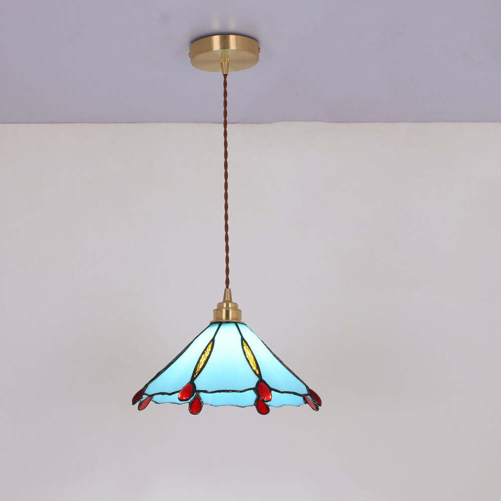 Vintage Tiffany Stained Glass Umbrella Pendant — 220V-240V For UK/AU / Crystal
