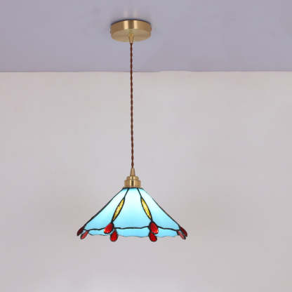 Vintage Tiffany Stained Glass Umbrella Pendant — 220V-240V For UK/AU / Crystal