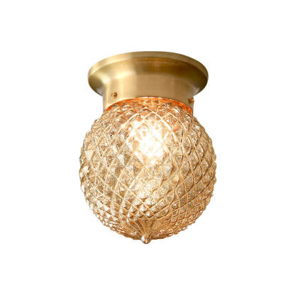 Vintage Copper Glass Round Ceiling Light