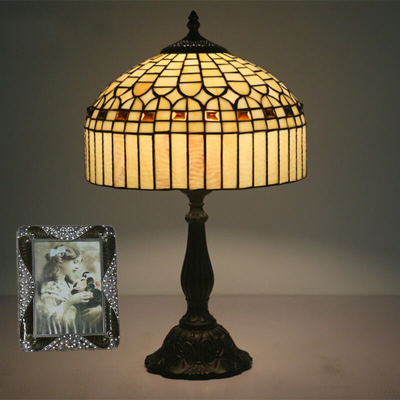 European Tiffany Yellow Baroque Glass Table Lamp