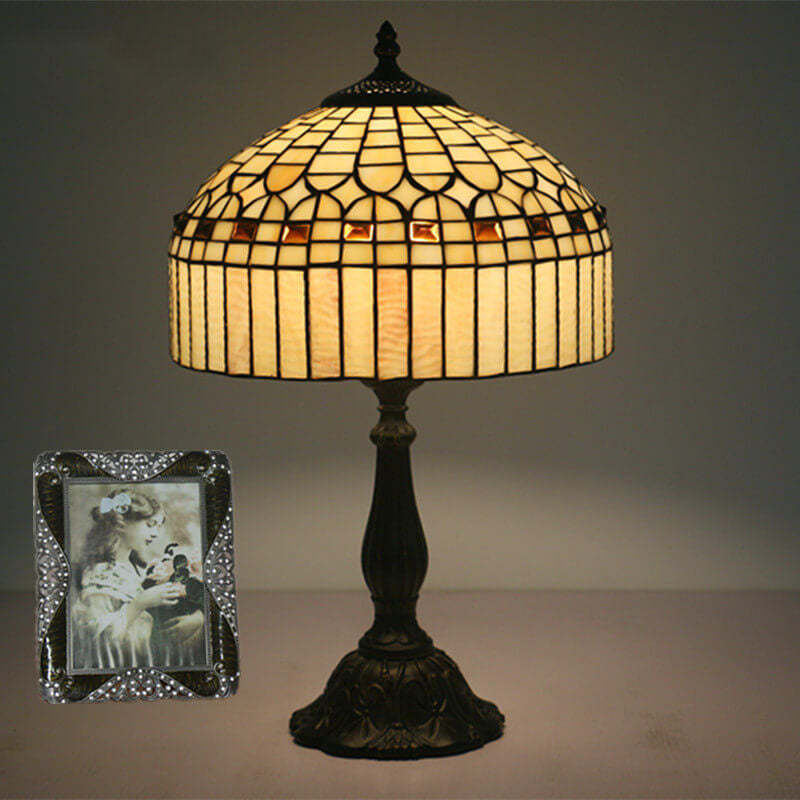 European Tiffany Yellow Baroque Glass Table Lamp
