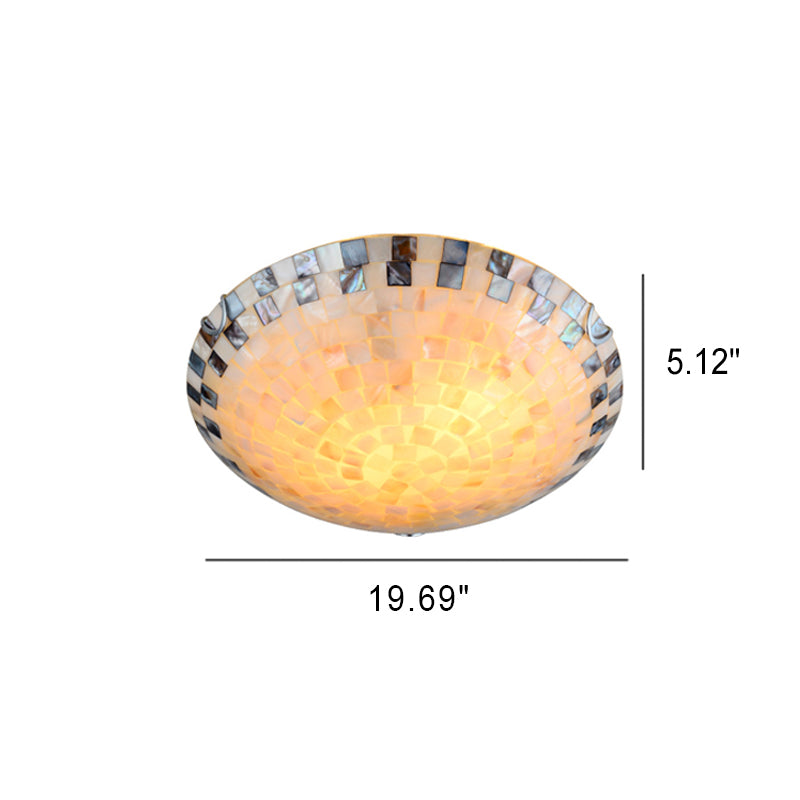 Tiffany Mediterranean Mosaic Shell LED Flush Mount Light — Warm Light (3000K) / 220V-240V For UK/AU