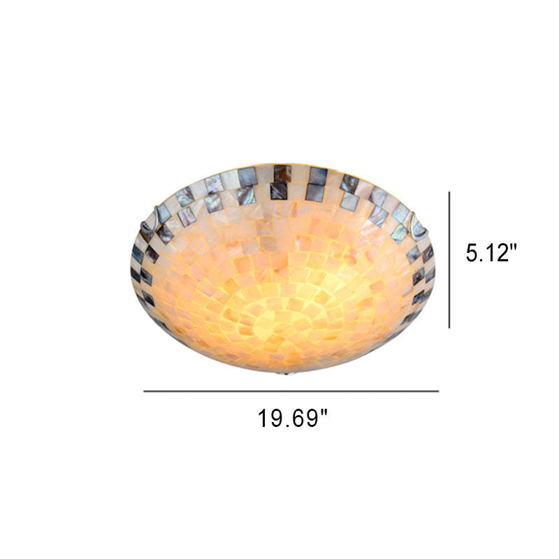 Tiffany Mediterranean Mosaic Shell LED Flush Mount Light — Warm Light (3000K) / 220V-240V For UK/AU