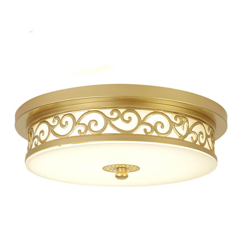 Vintage Circle Patterned Iron LED Flush Ceiling Light — Gold - 11.81'' / White Light (5000K) / 110V-120V For US/CA