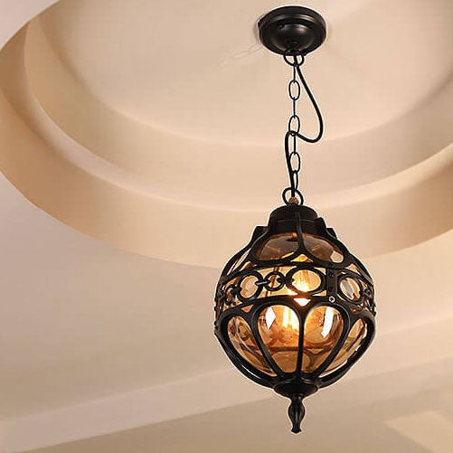 Retro Industrial Globe Outdoor Pendant Light