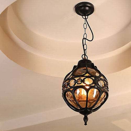 Retro Industrial Globe Outdoor Pendant Light