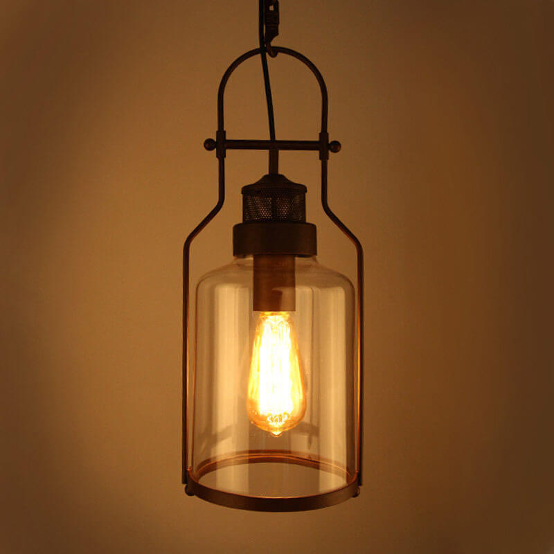 Industrial Vintage Iron Glass Jar Pendant