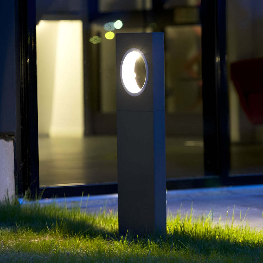 Black Modern Round Hole Pathway Light