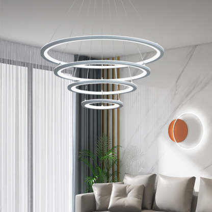 4 Rings Chandelier Light LED Mid-century Chandeliers with Remote-Lighom