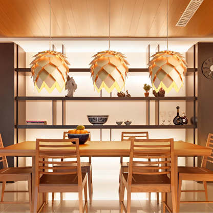 Wood Pine Cone LED Japanese Chandelier