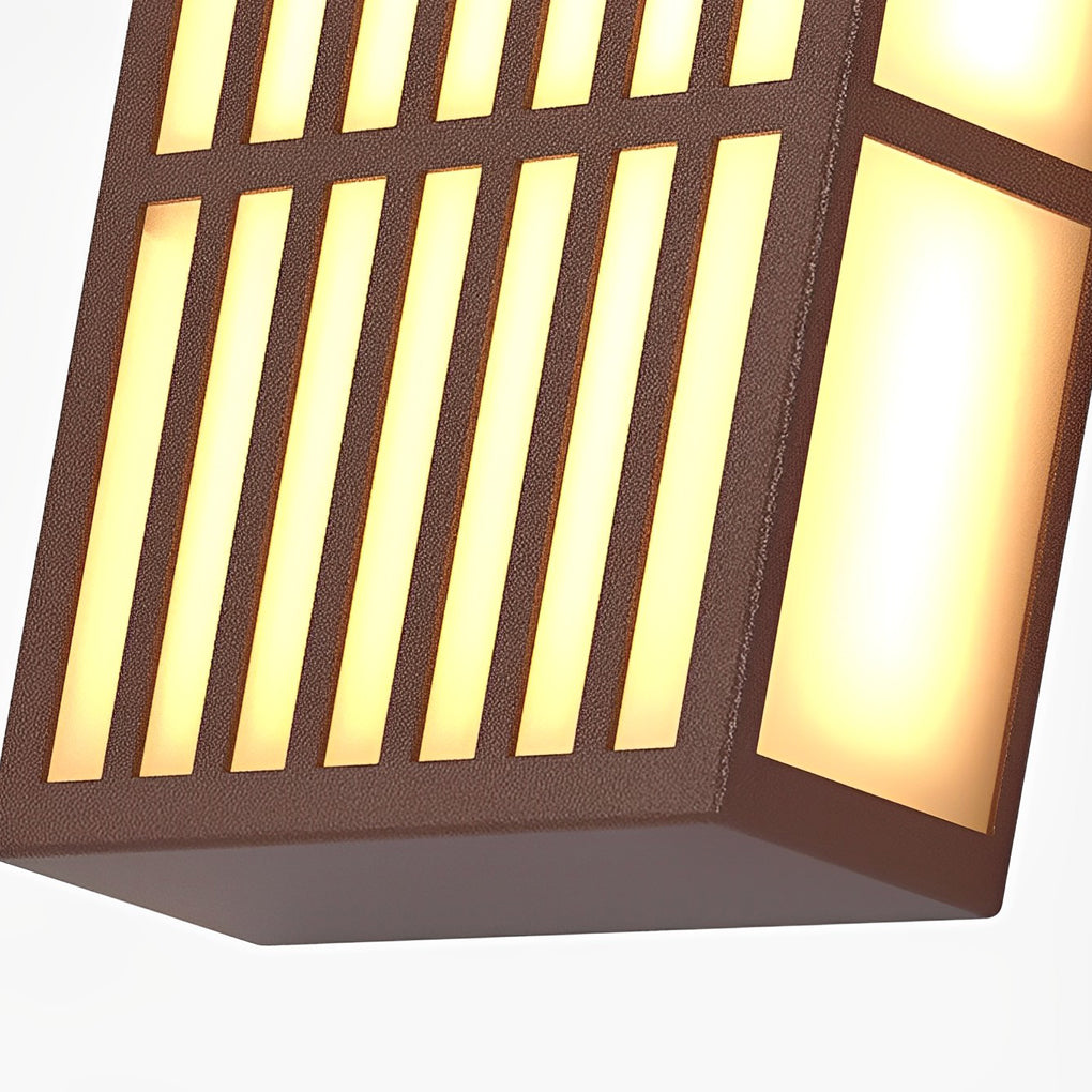 Retro Vertical Stripe Grid LED Brown Wall Lamp