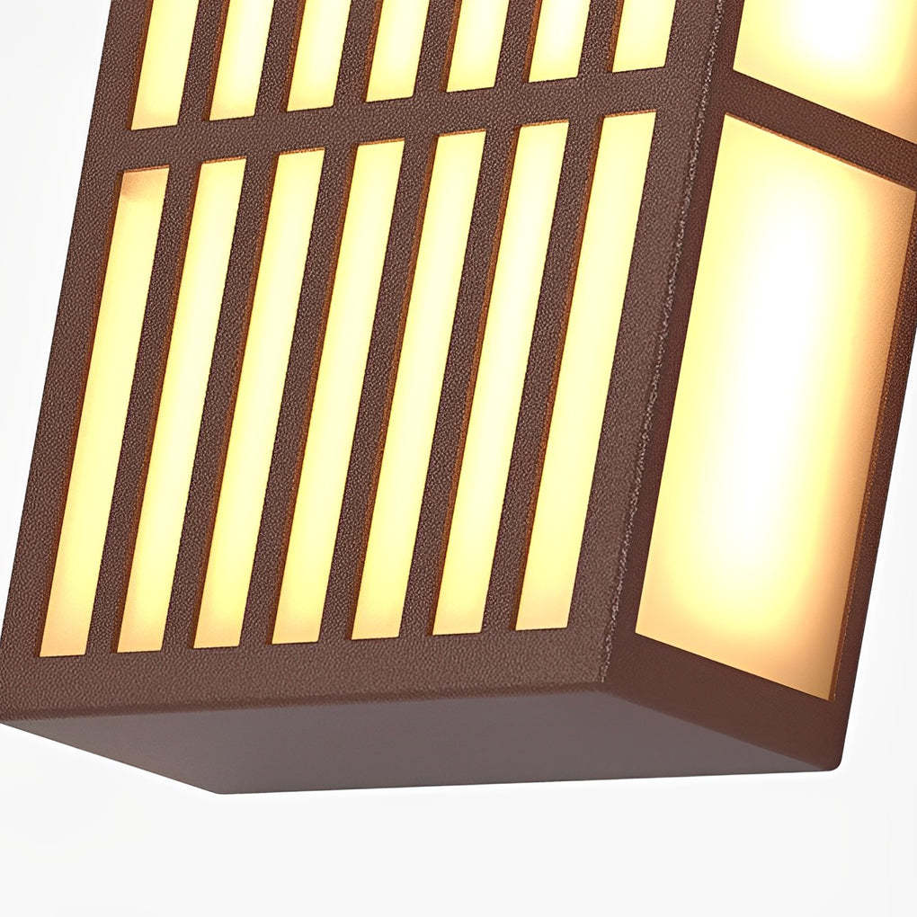 Retro Vertical Stripe Grid LED Brown Wall Lamp