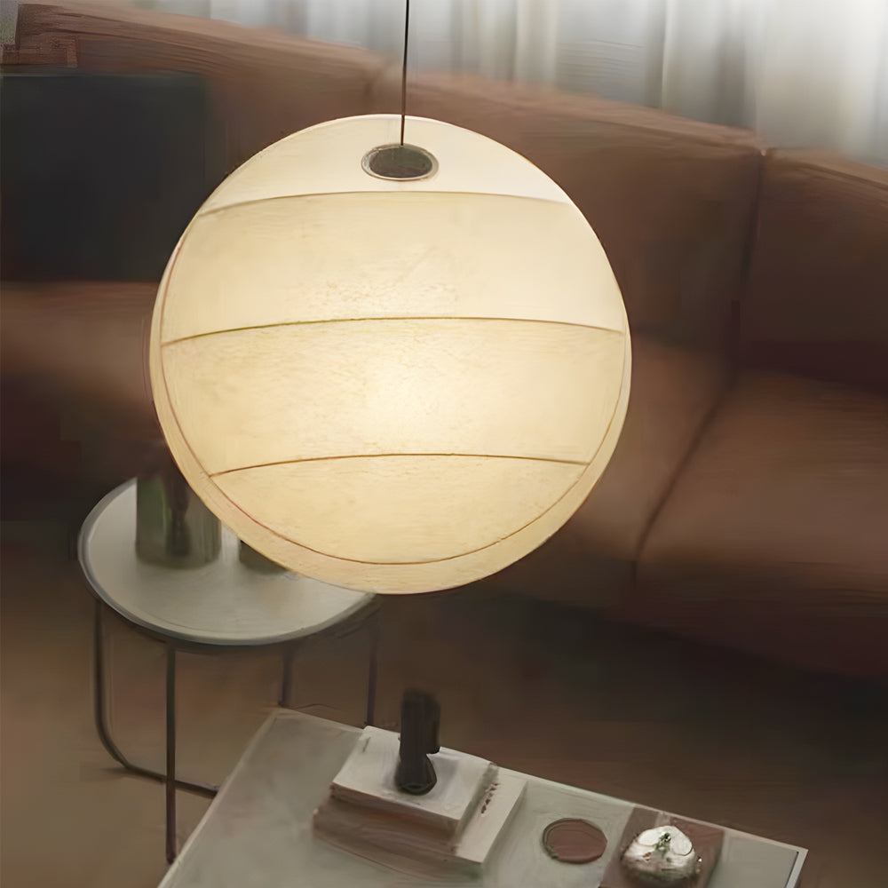 Leather silk ball pendant lighting in iron — 15.7"