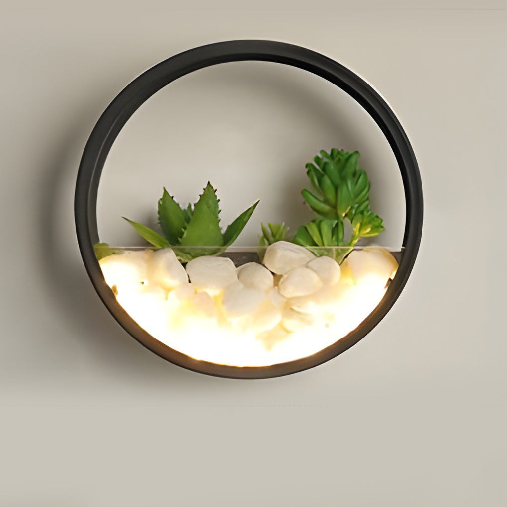 Round Small Artificial Plants Stones 18w LED Modern Outdoor Wall Light-Lighom