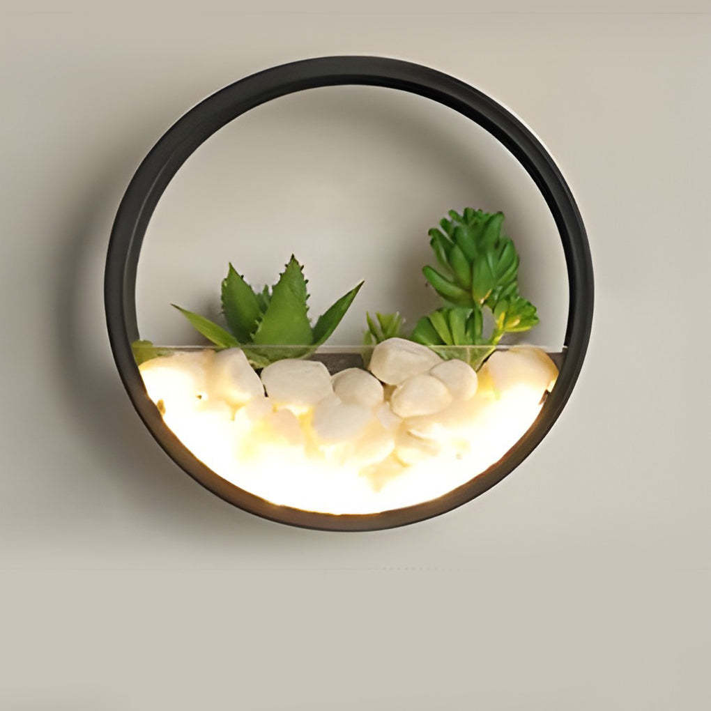 Round Small Artificial Plants Stones 18w LED Modern Outdoor Wall Light-Lighom