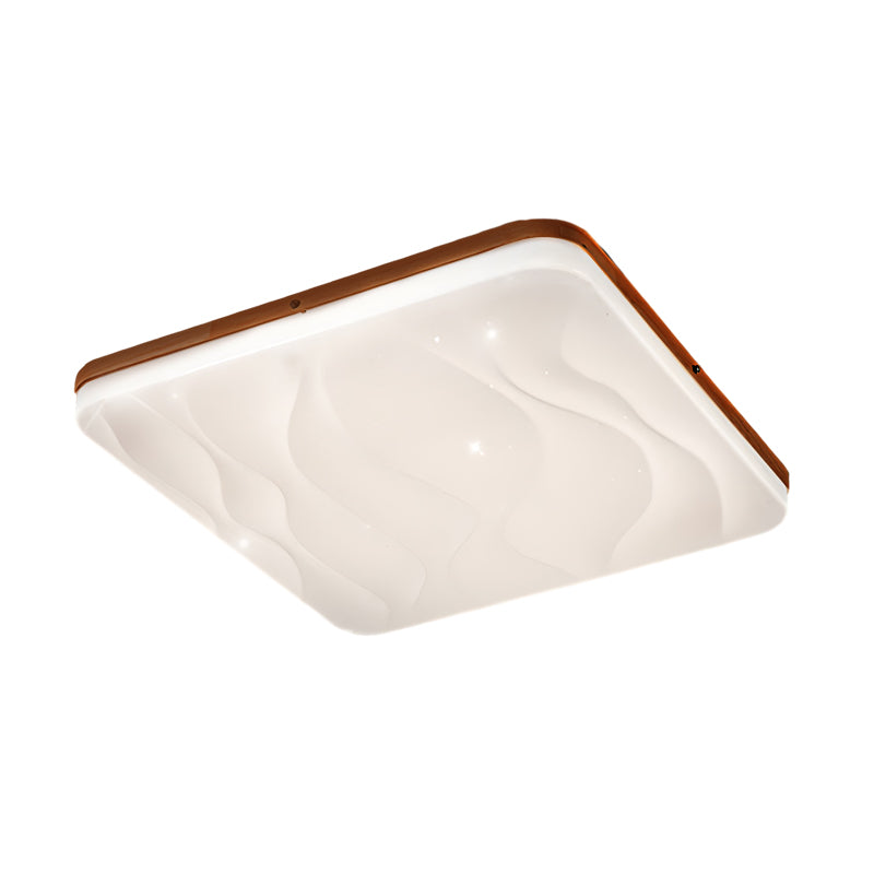 Round Wood Dimmable Modern LED Ceiling Fixture