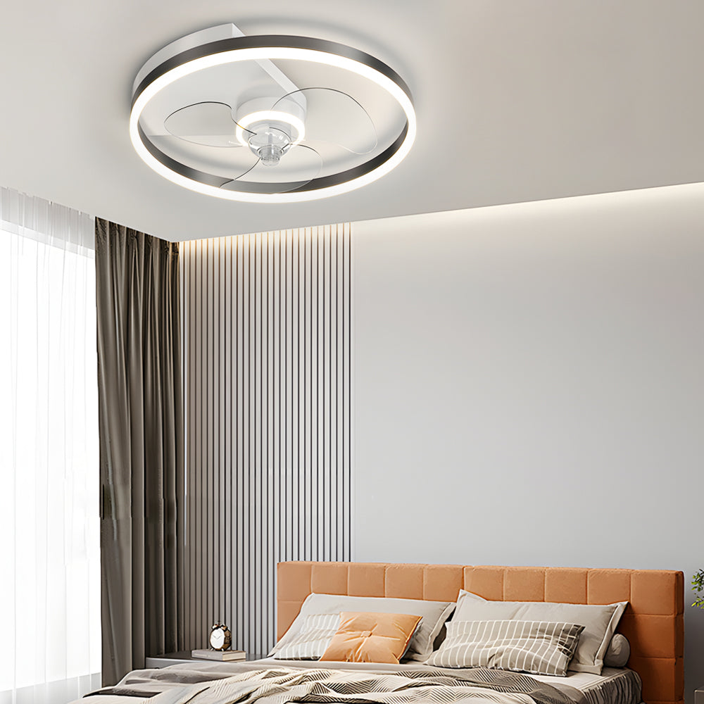 Simple Round Silent LED 3-Step Flush Mount Ceiling Fan