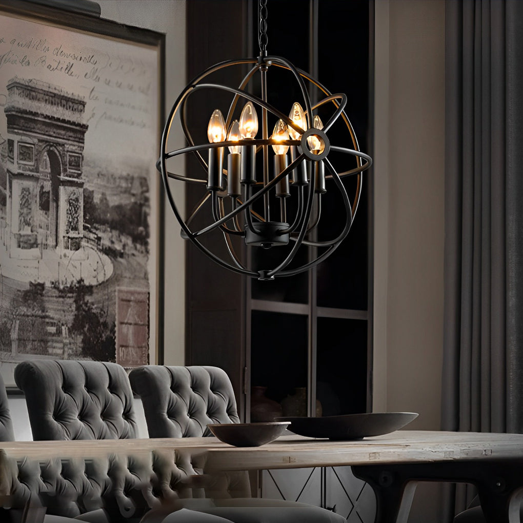 Candle birdcage retro chandeliers in iron — 20" Diameter