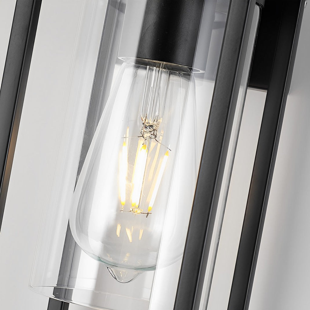 Rectangular Glass Black Industrial Wall Sconce