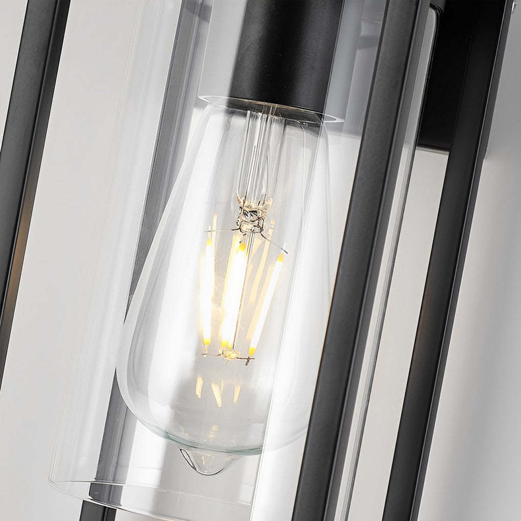 Rectangular Glass Black Industrial Wall Sconce