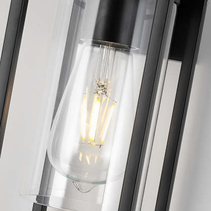 Rectangular Glass Black Industrial Wall Sconce