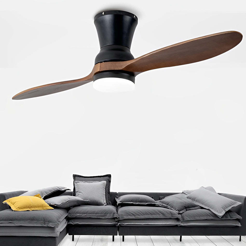 2-Blade Wood 18W LED Dimmable Remote Fan