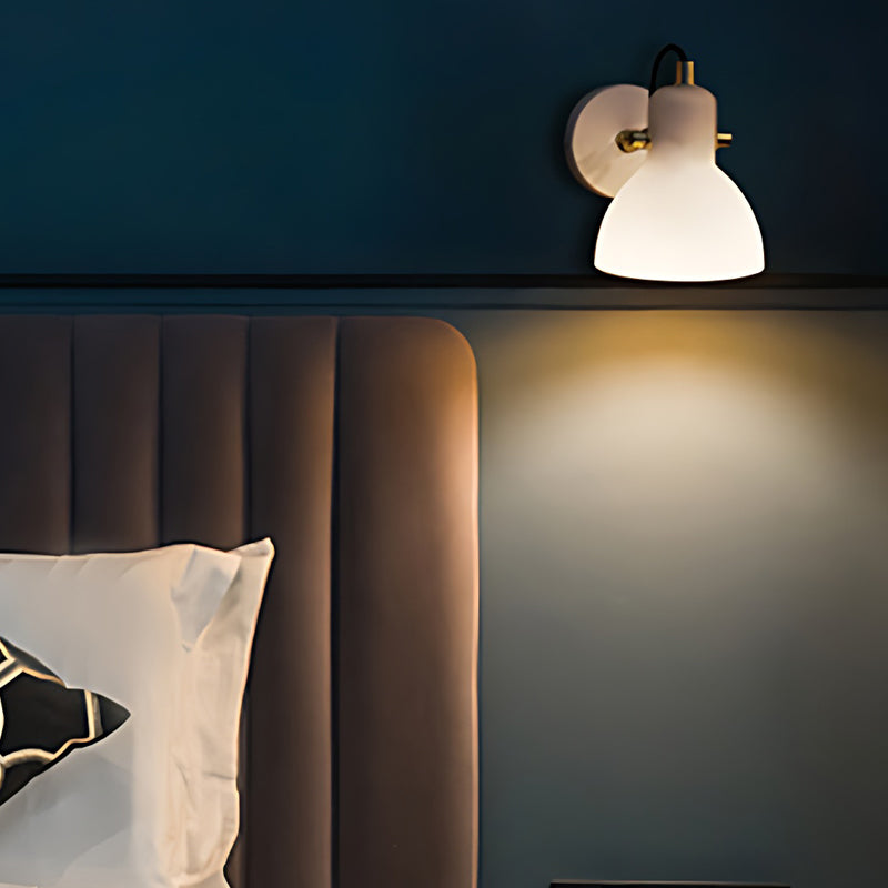 Creative 235° Rotatable White Glass Shade Minimalist Nordic Wall Lamp-Lighom