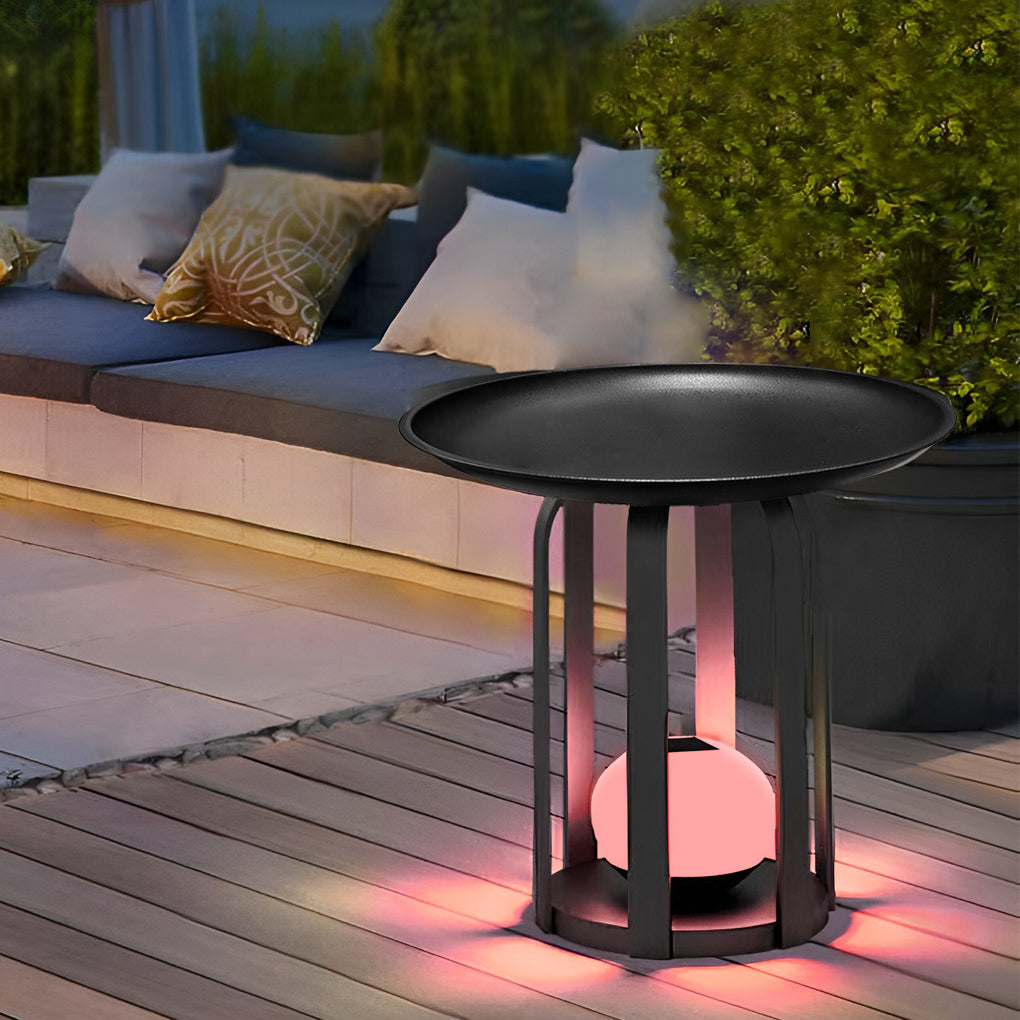 Modern set black synthetic outdoor floor lamps — Warm White (3000K) / Set of 2