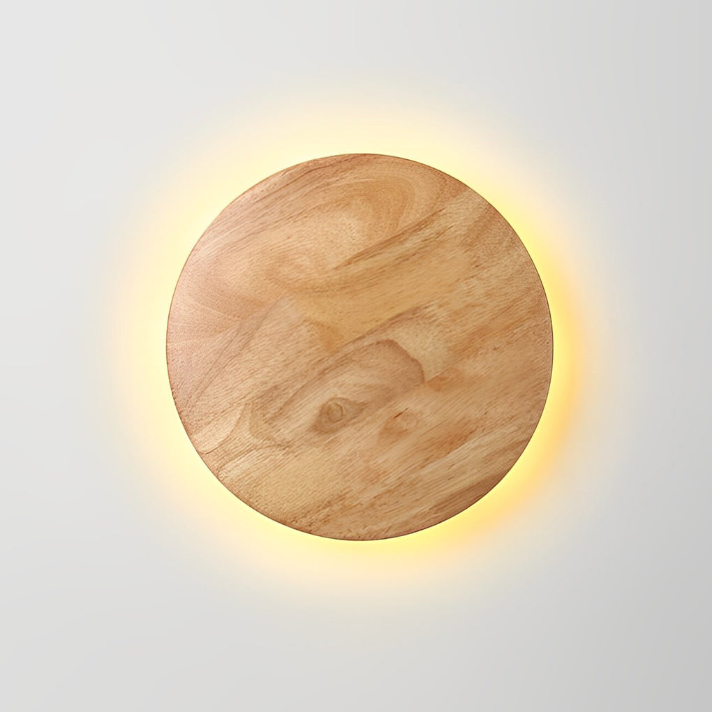 Round Oval Creative LED Wood Nordic Bedside Wall Lamp Wall Sconce Lighting-Lighom