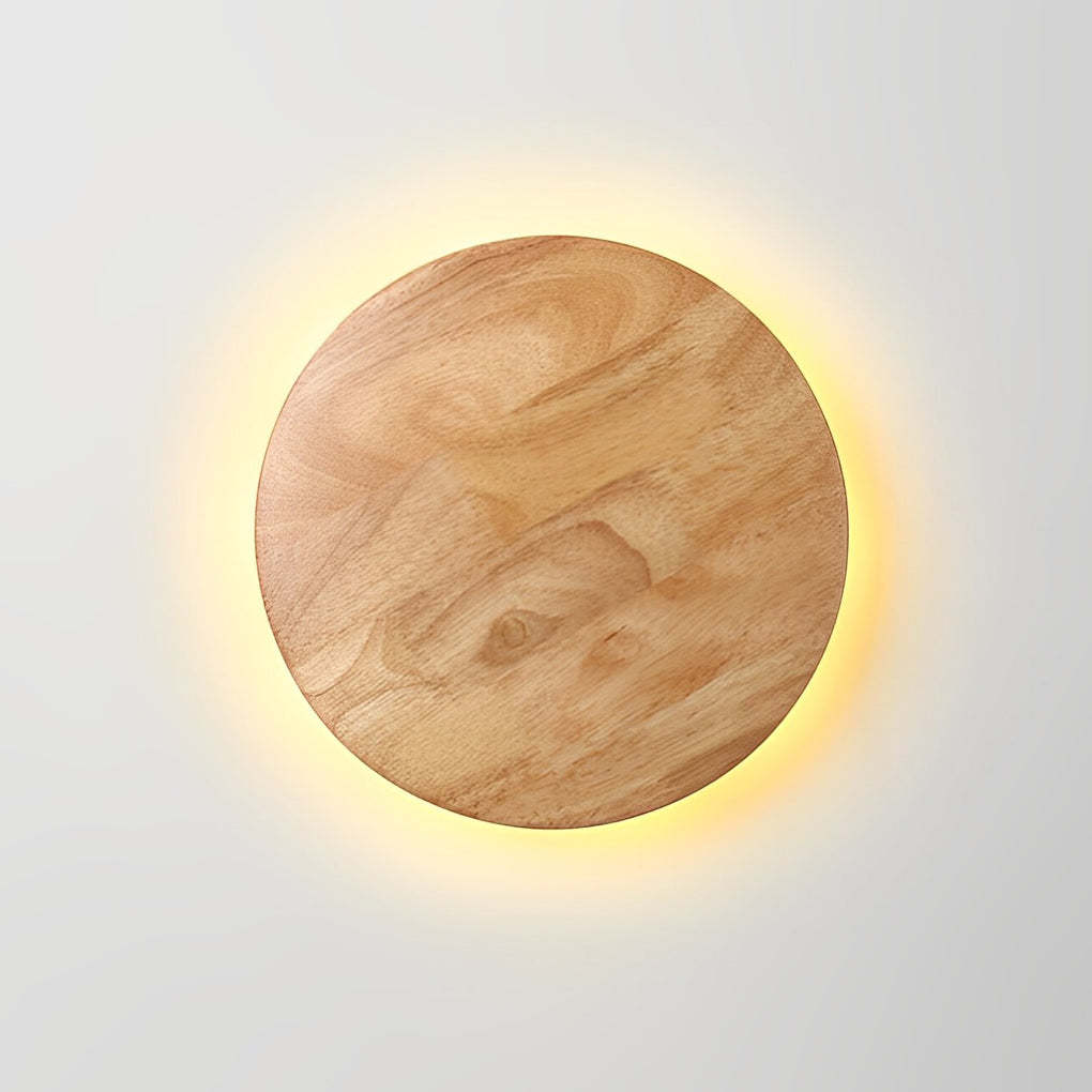 Round Oval Creative LED Wood Nordic Bedside Wall Lamp Wall Sconce Lighting-Lighom