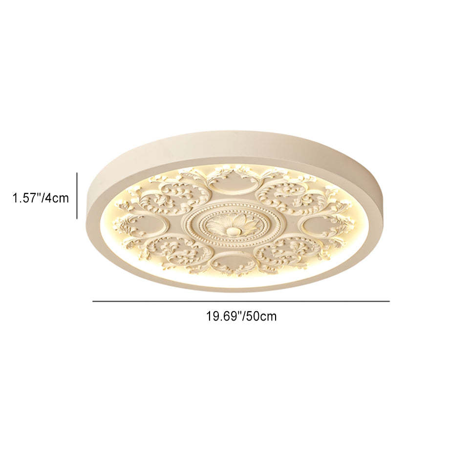 Minimalist Carved Iron Resin Acrylic LED Flush Mount Light
