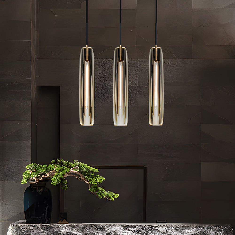 Lighom modern long tungsten crystal metal glass pendant lighting