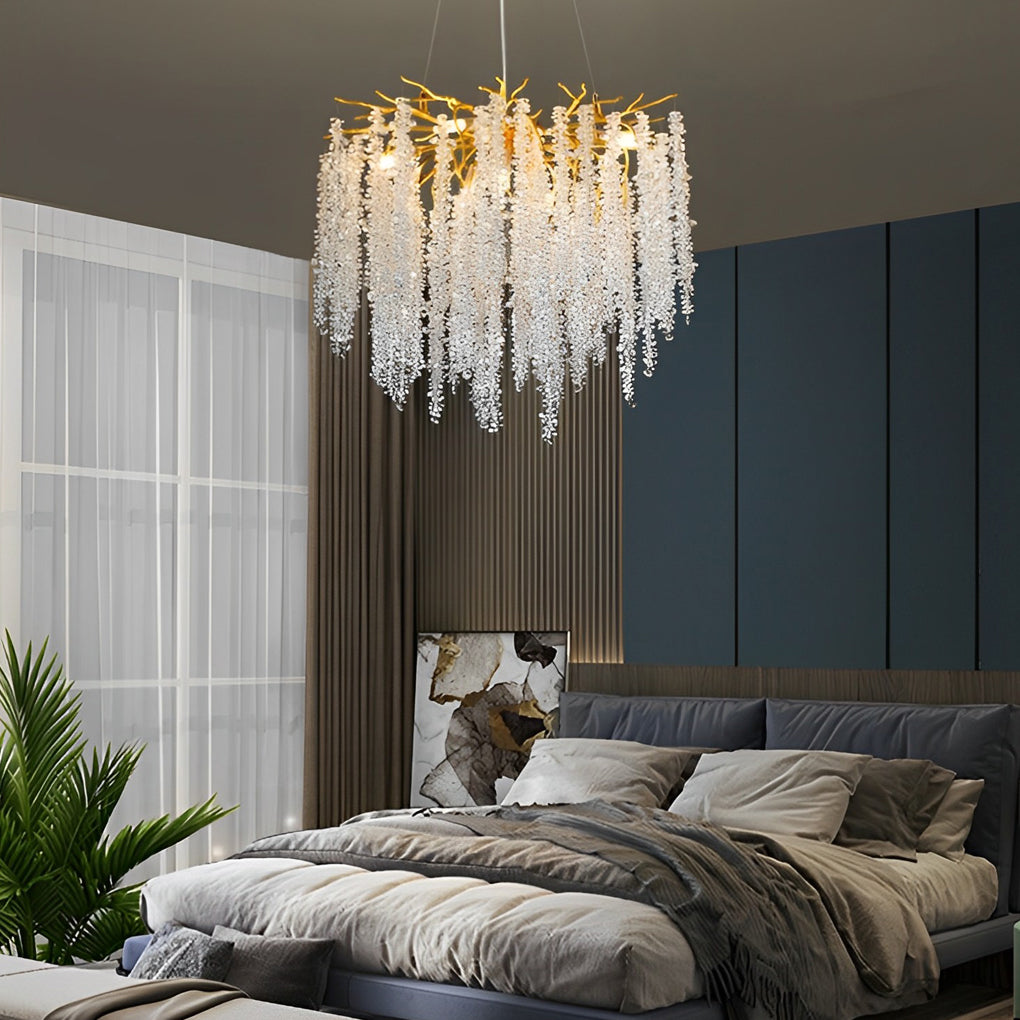 Branch Crystal Dimmable Modern Chandelier — 10-Light / Round