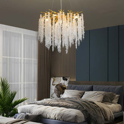 Branch Crystal Dimmable Modern Chandelier — 10-Light / Round