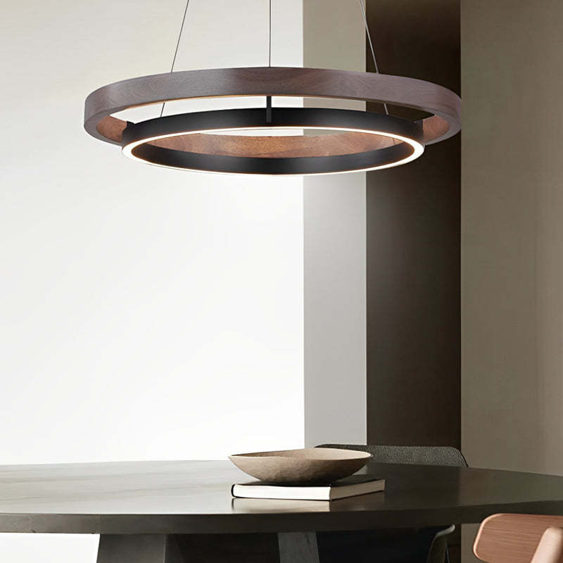 Round Minimalist Dimmable LED Black Modern Chandelier — 31.5''