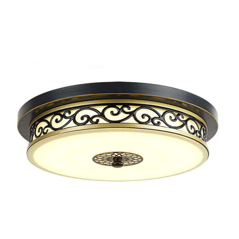 Vintage Circle Patterned Iron LED Flush Ceiling Light — Gold - 11.81'' / White Light (5000K) / 220V-240V For UK/AU