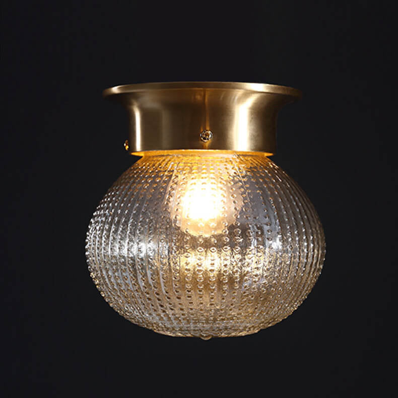 Vintage Copper Glass Round Ceiling Light