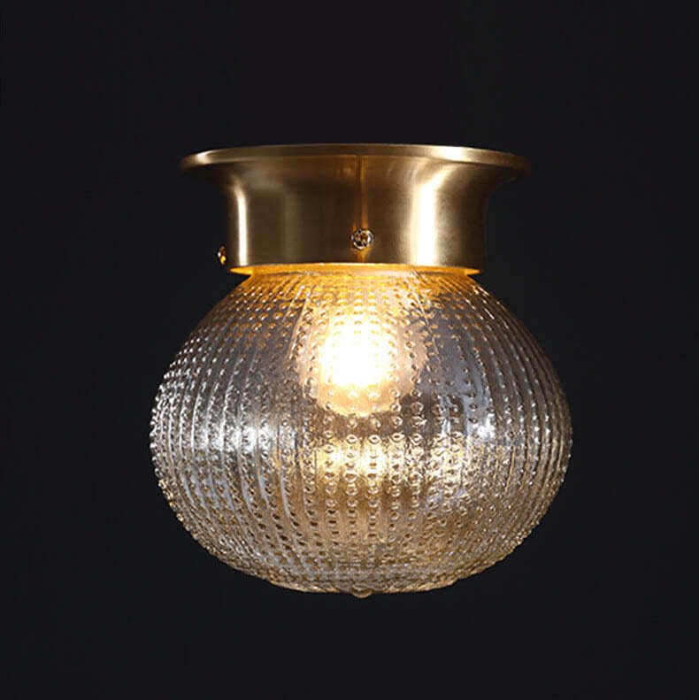 Vintage Copper Glass Round Ceiling Light