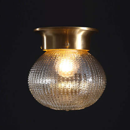 Vintage Copper Glass Round Ceiling Light