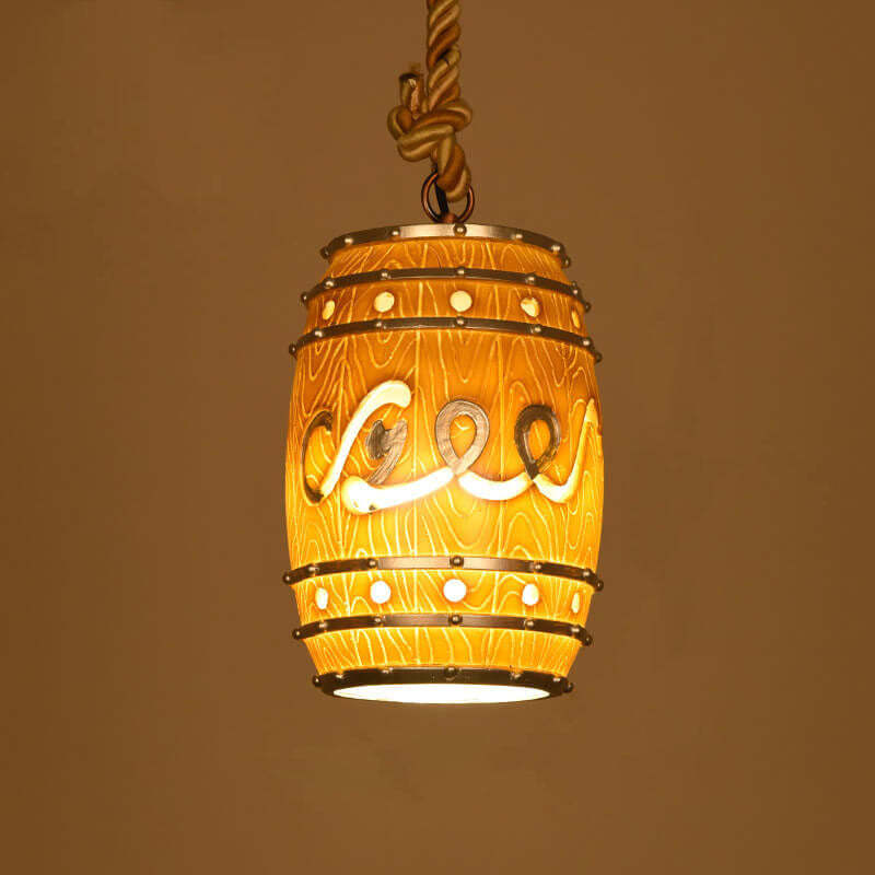 Vintage Wine Barrel Resin Pendant Light