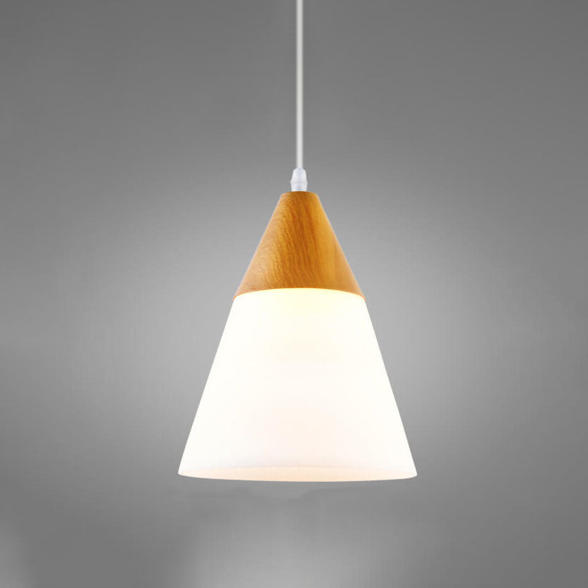 Nordic Wood Grain Glass Cone Pendant