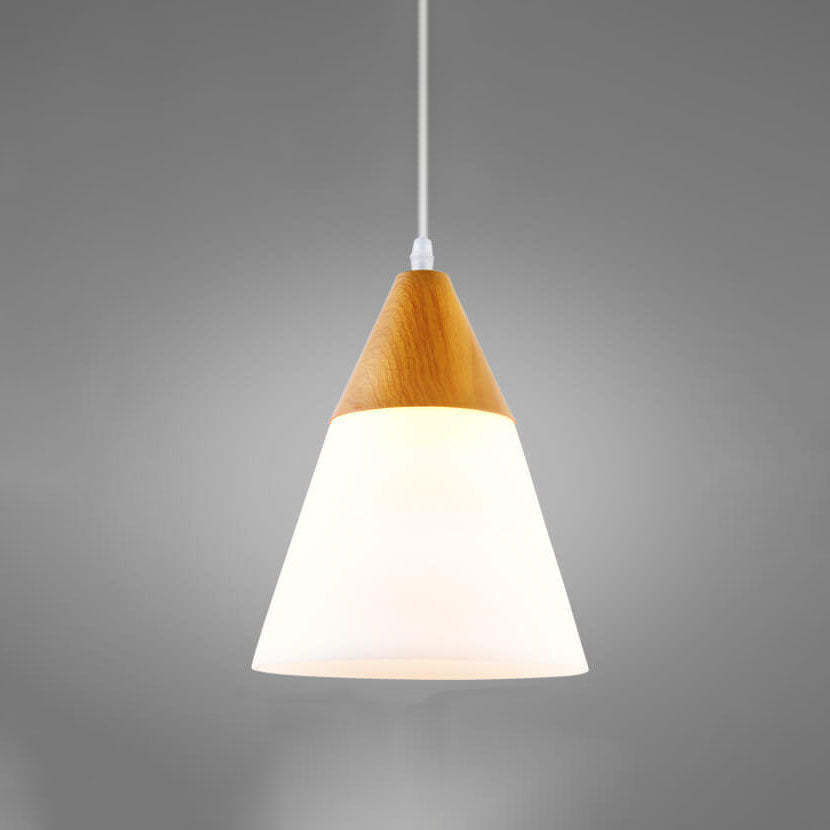 Nordic Wood Grain Glass Cone Pendant